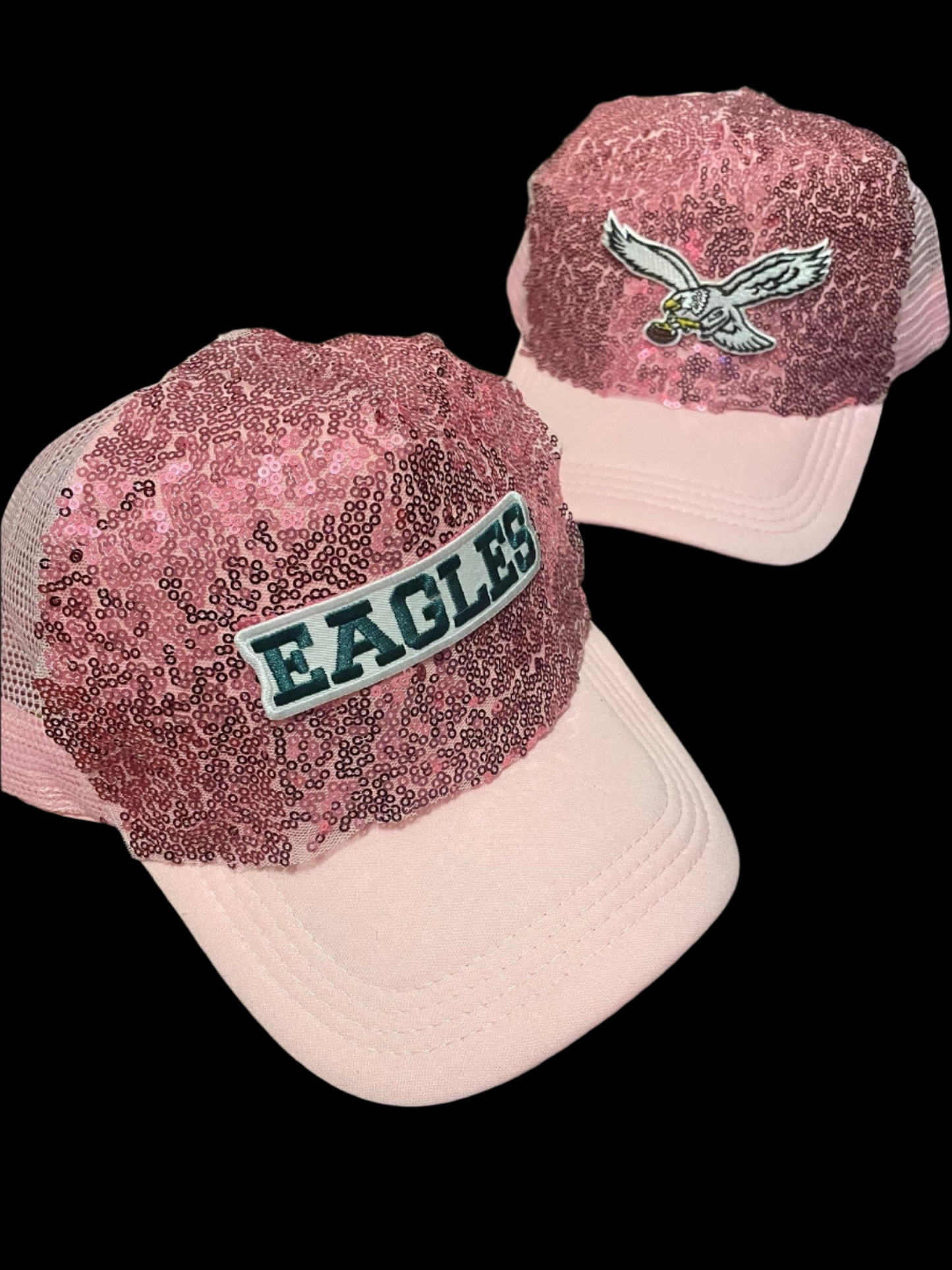 Eagles Pink Sequin Hat with Word Logo