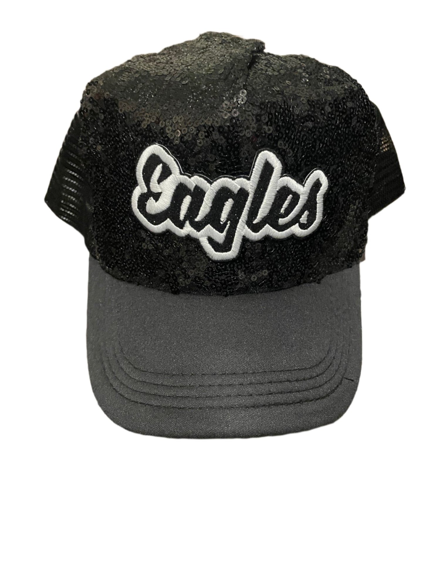 Eagles Black Sequin Hat with Word Logo