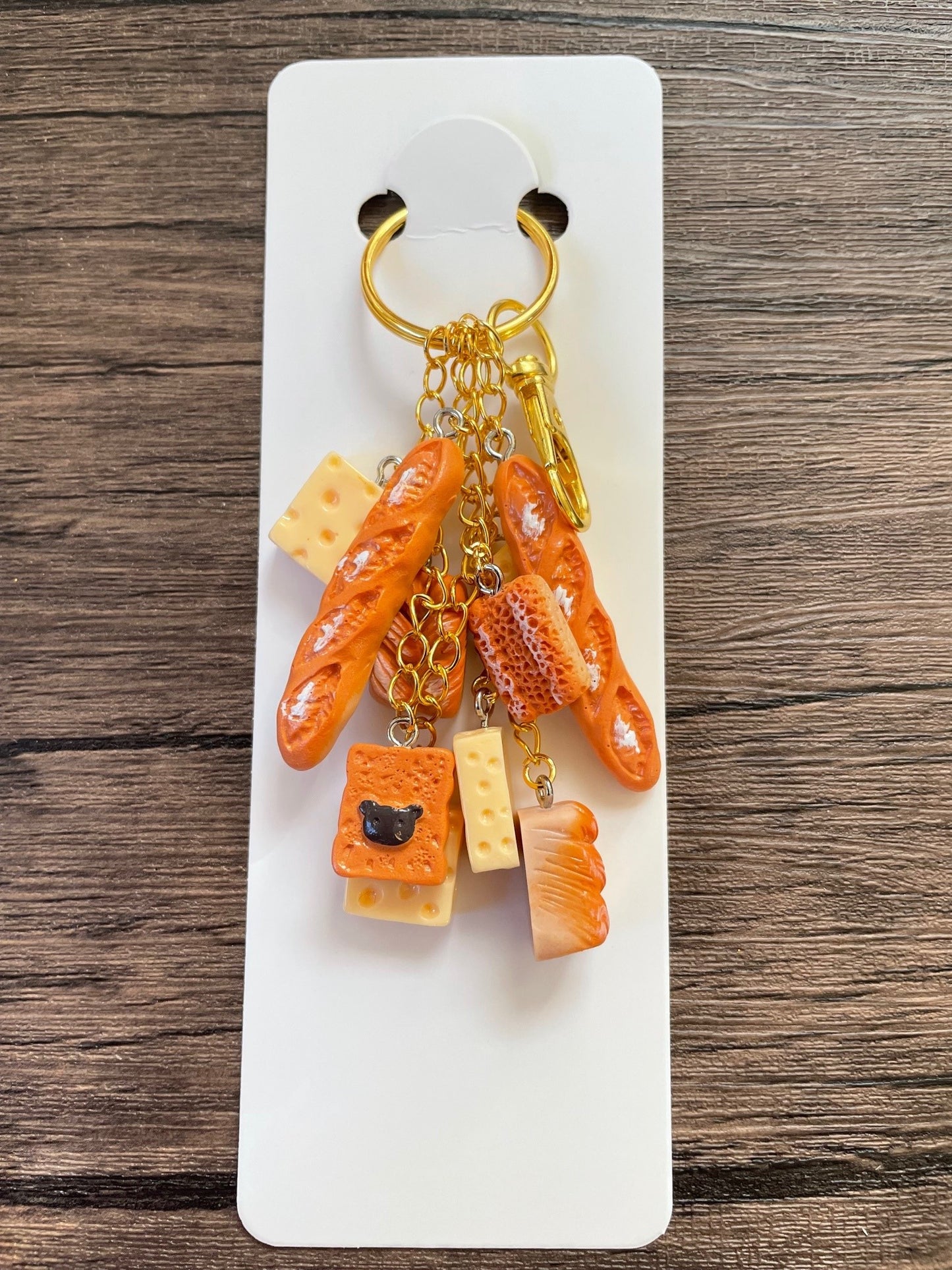 Love Bread and Cheese Gold Bag Charm