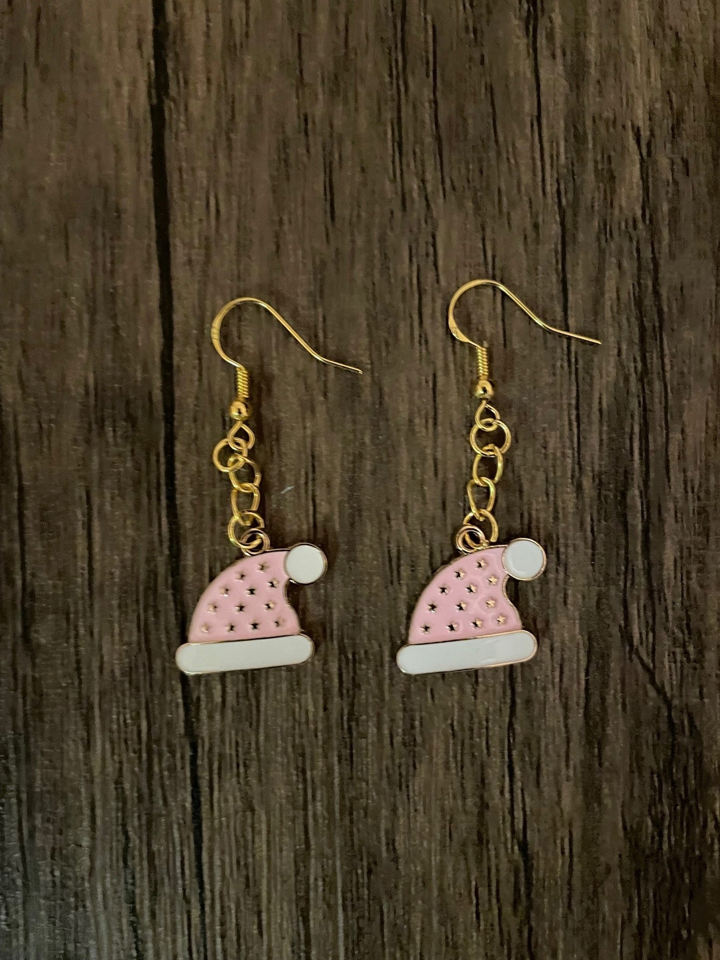 Pink Santa Hat Earrings with Gift Box