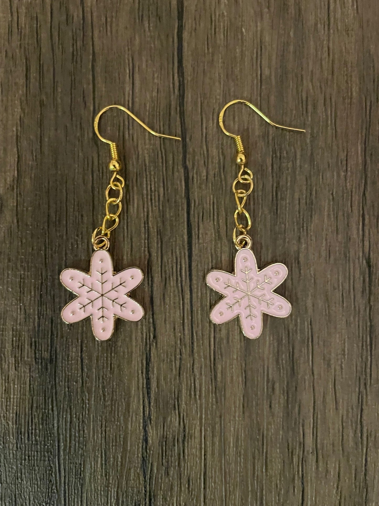 Pink Snowflake Earrings with Gift Box
