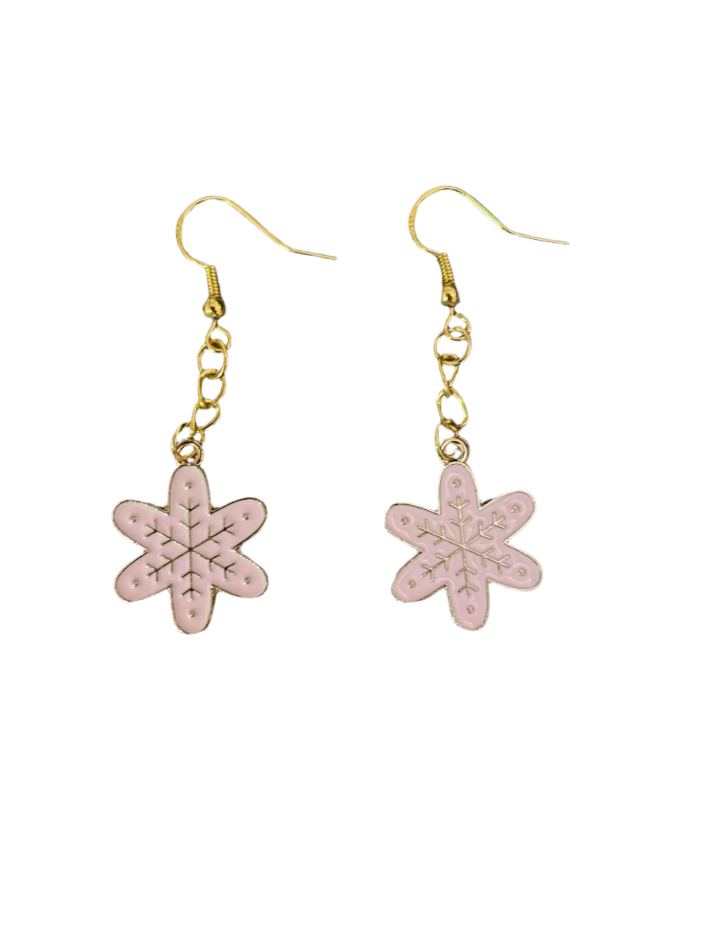 Pink Snowflake Earrings with Gift Box