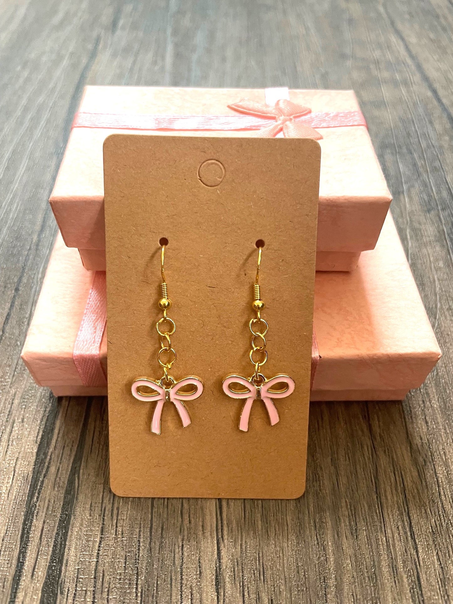 Small Pink Bow Earrings