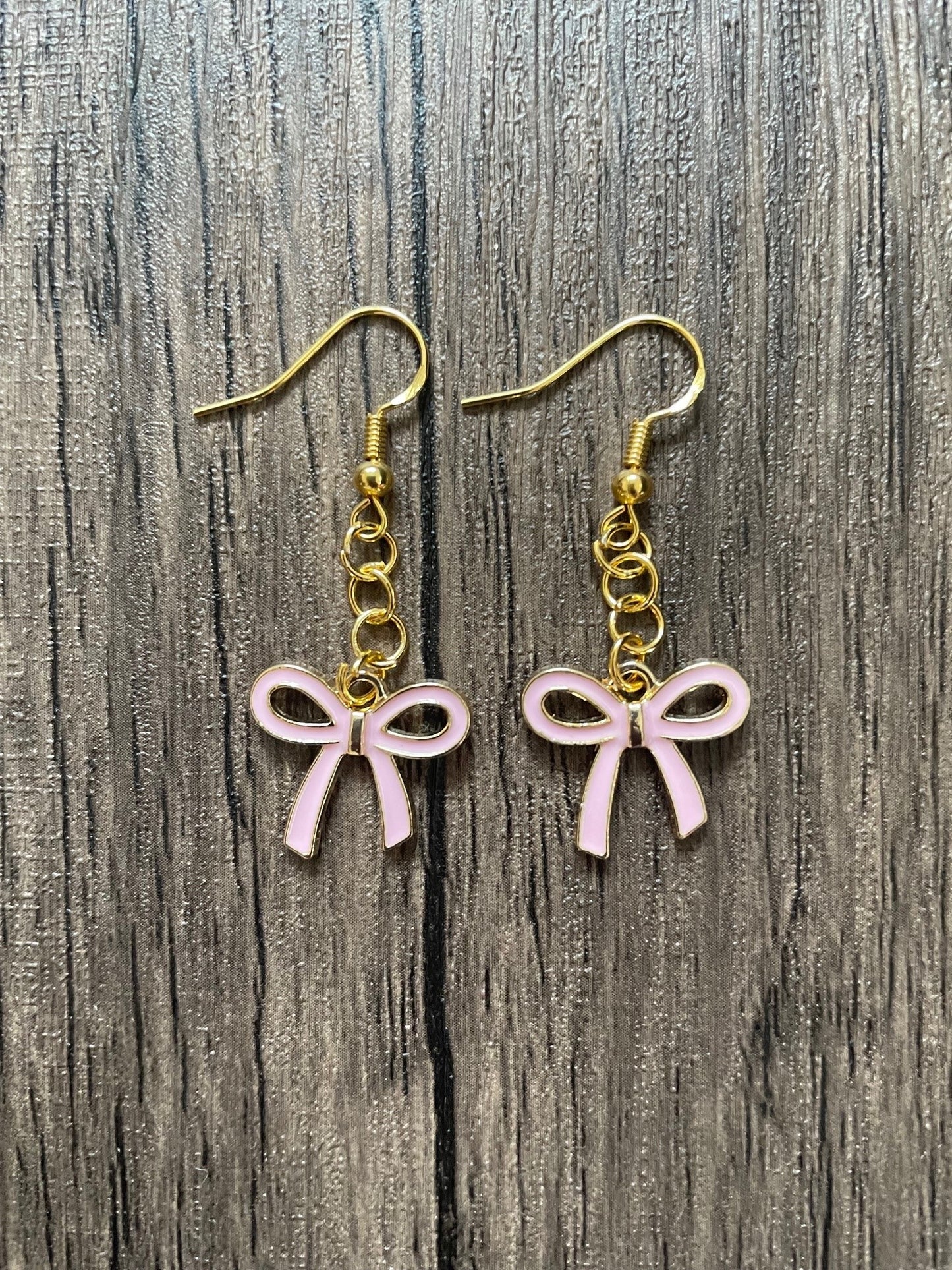 Small Pink Bow Earrings