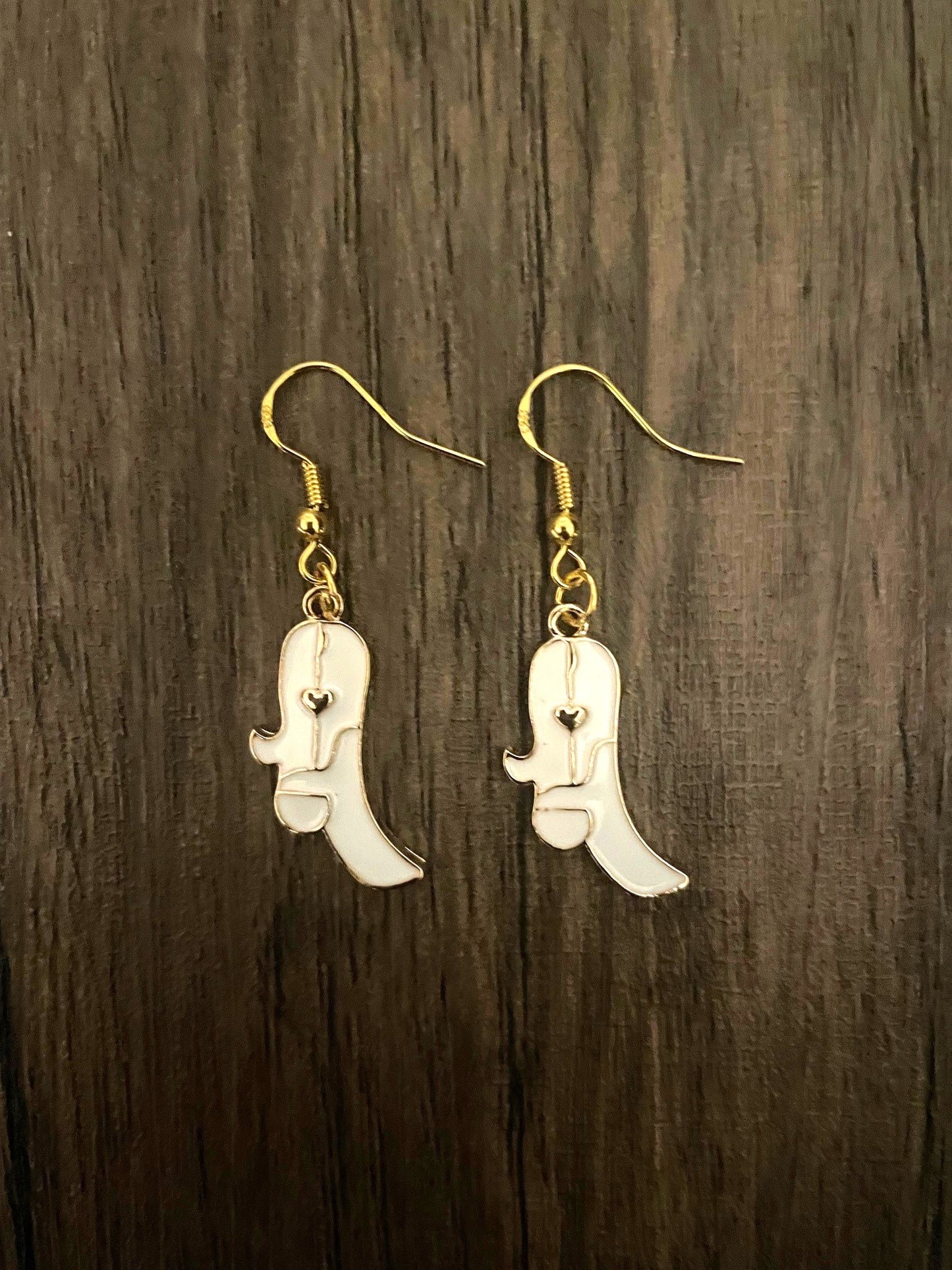 White Cowboy Boot Earrings