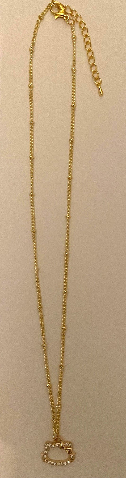 White Rhinestone Hello Kitty Charm Necklace