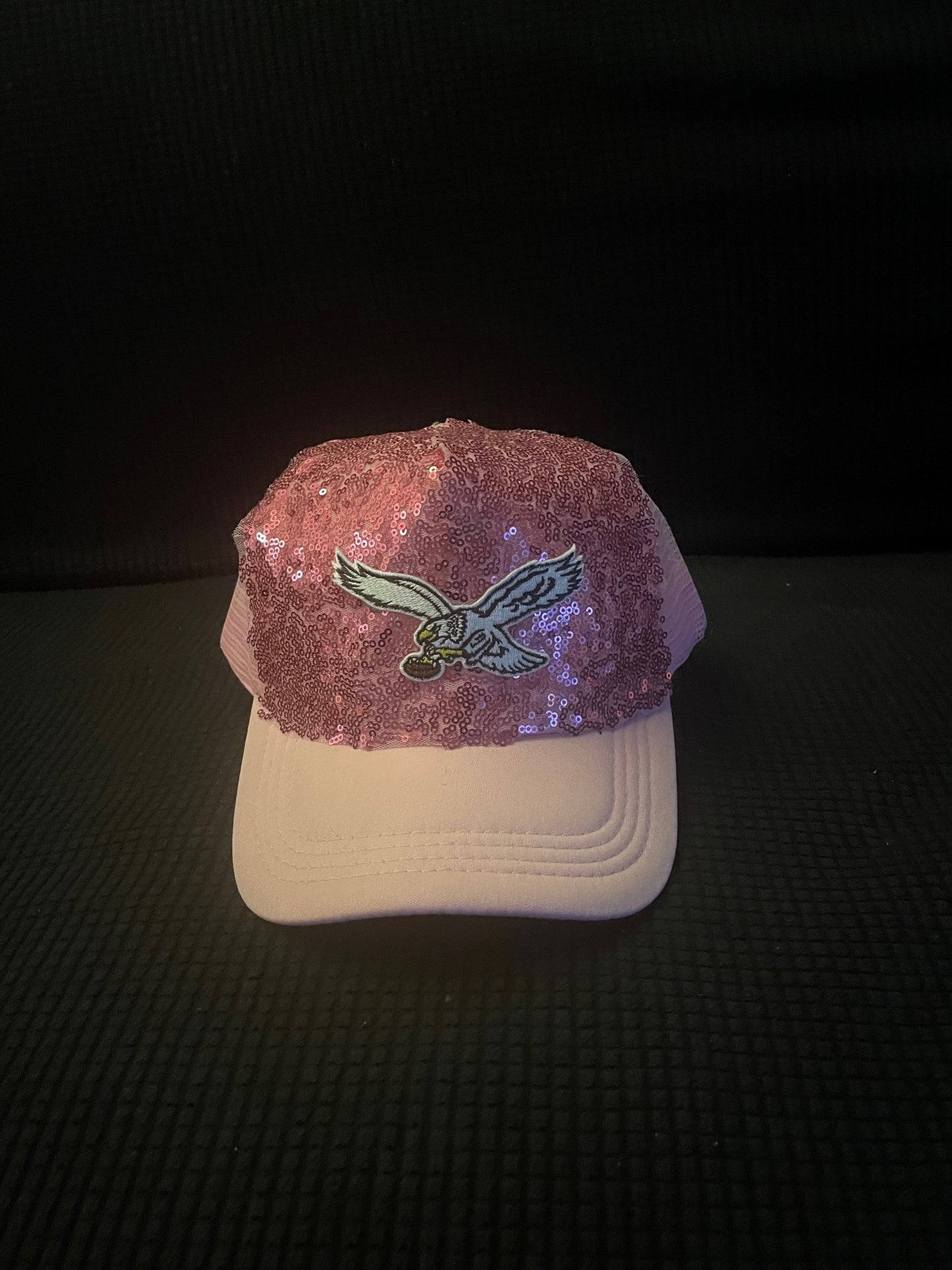 Eagles Pink Sequin Hat with Large Bird Logo