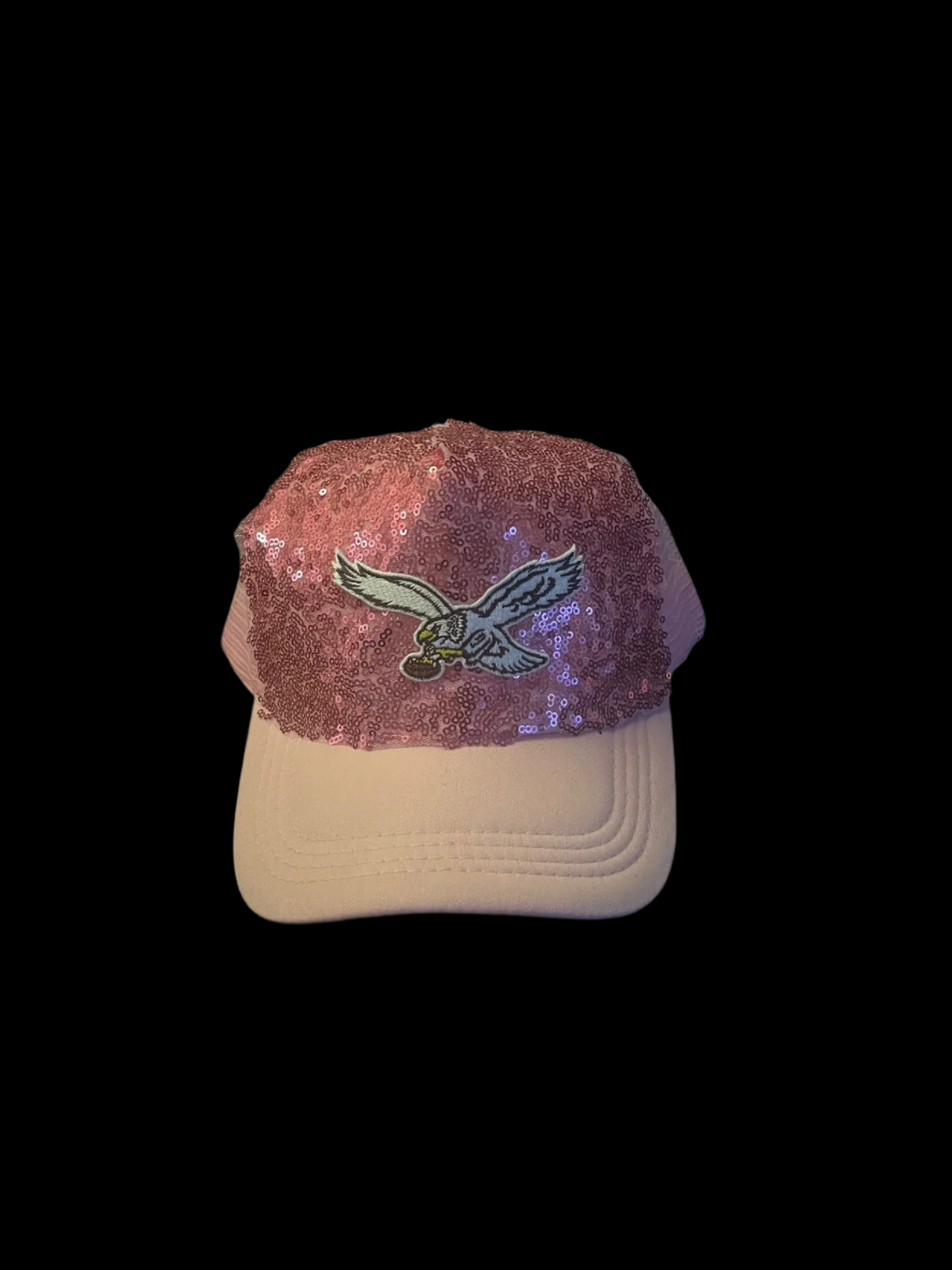 Eagles Pink Sequin Hat with Large Bird Logo