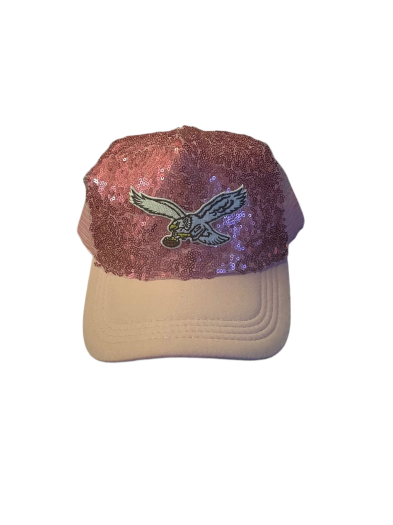 Eagles Pink Sequin Hat with Large Bird Logo
