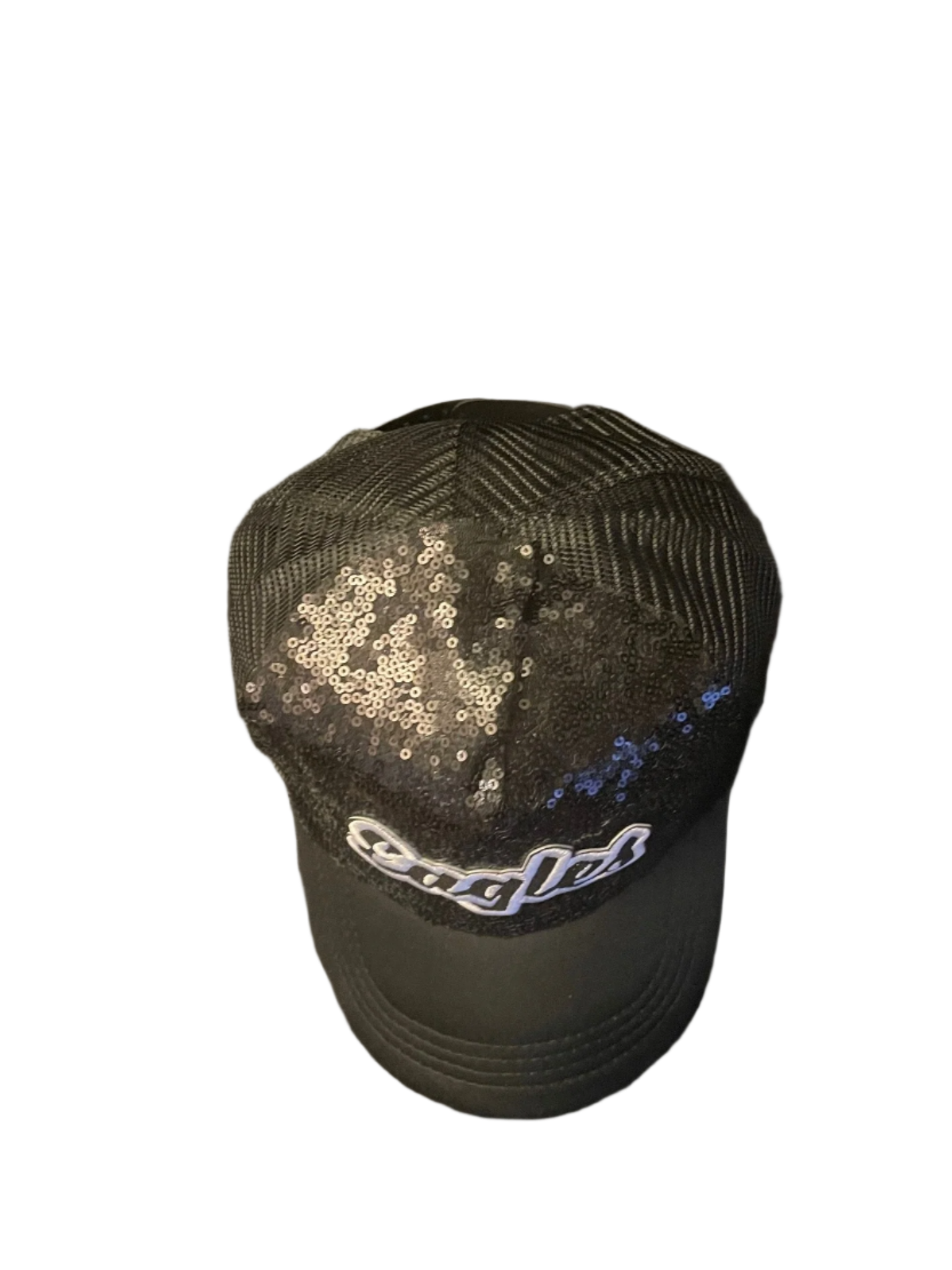 Eagles Black Sequin Hat with Word Logo