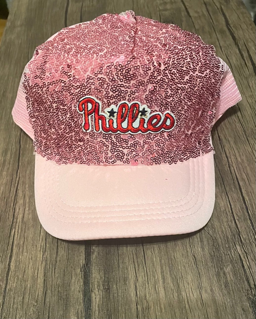 Phillies Pink Sequin Hat with Word Logo