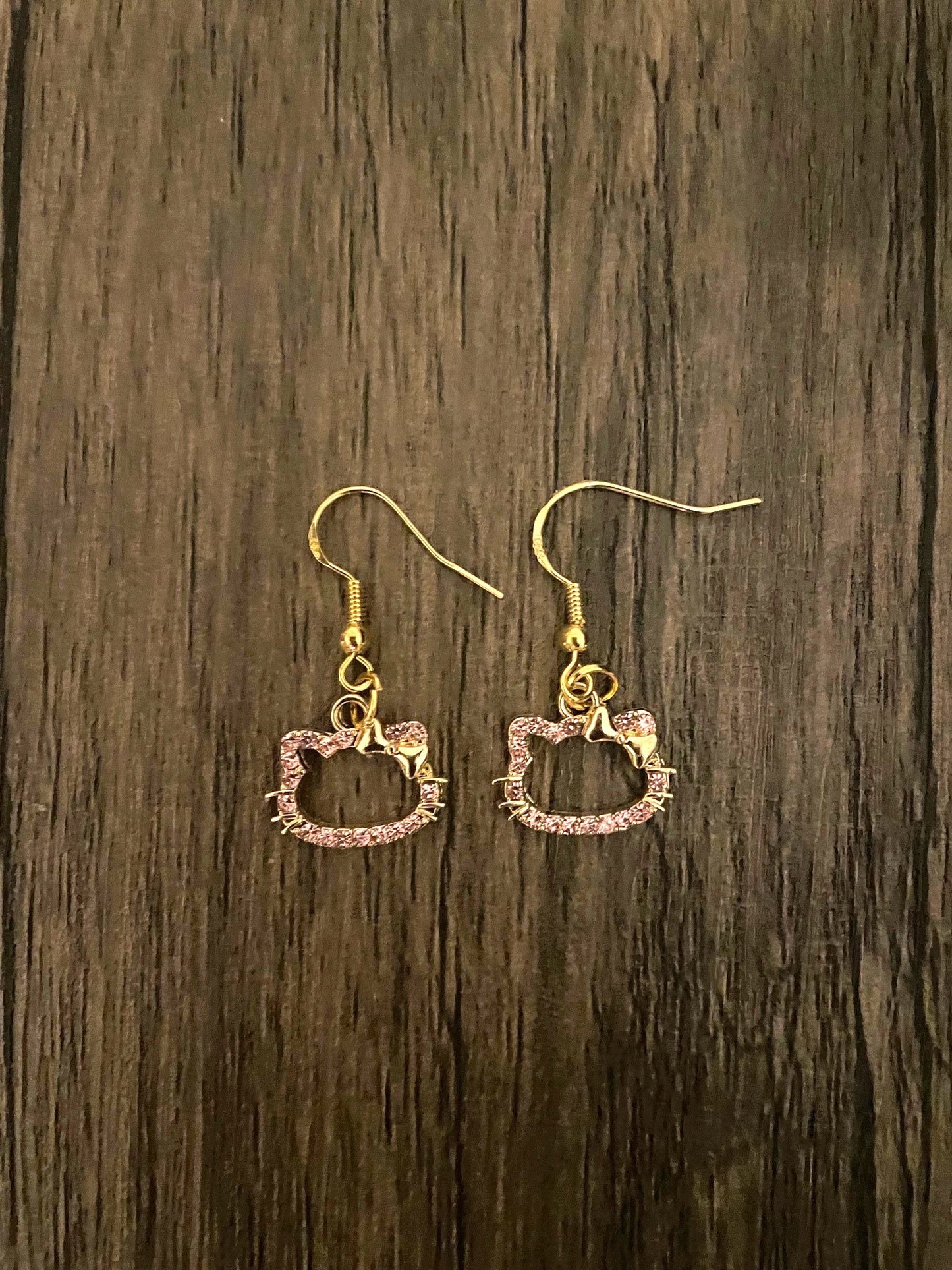Pink Rhinestone Hello Kitty Earrrings