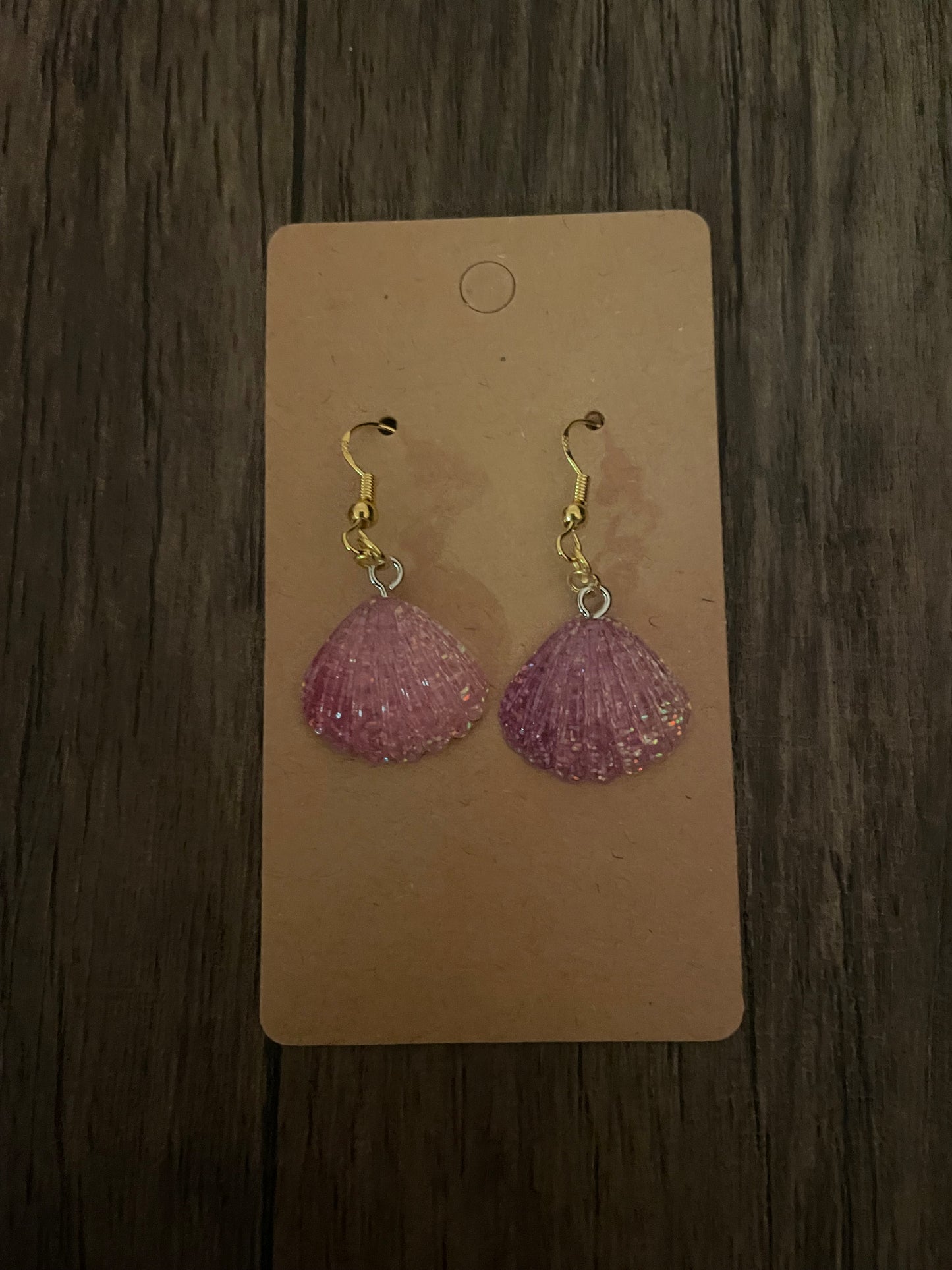 Love Summer Purple Seashell Charm Earrings
