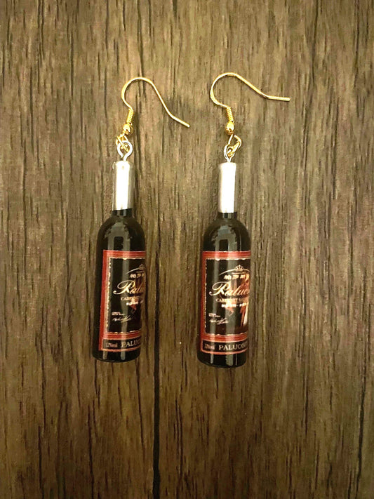 Love Wine Black Bottle Charm Earrings