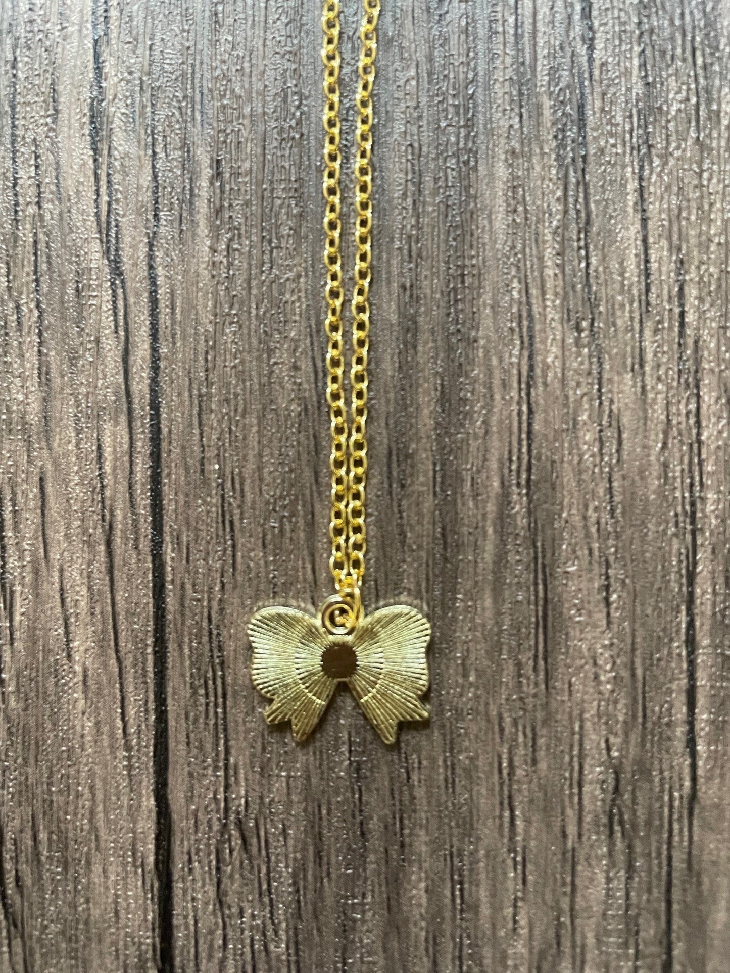 Dark Pink Bow Charm Necklace