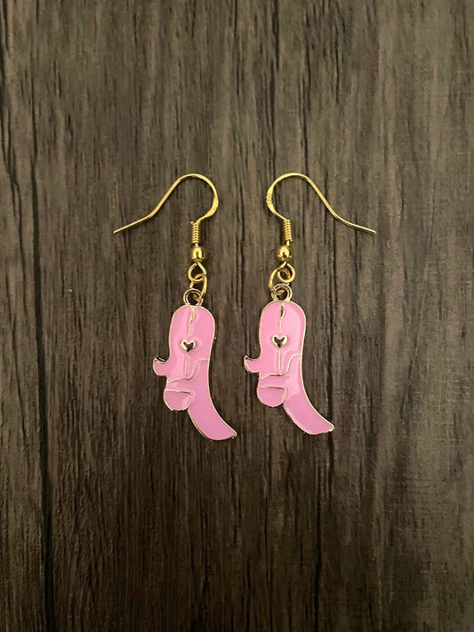 Dark Pink Cowboy Boot Earrings