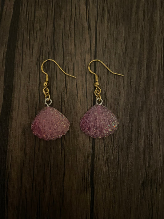 Love Summer Purple Seashell Charm Earrings