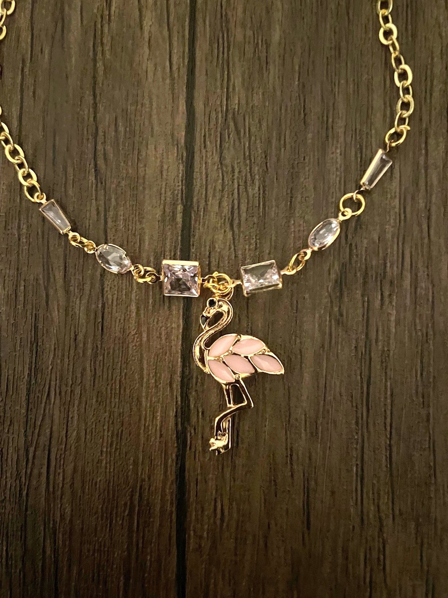 Pink Flamingo Earrings, Necklace, and Charm Bracelet 3-Piece Set
