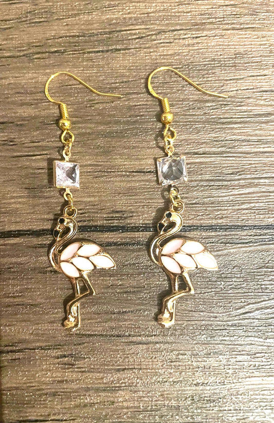 Pink Flamingo Dangle Drop Earrings