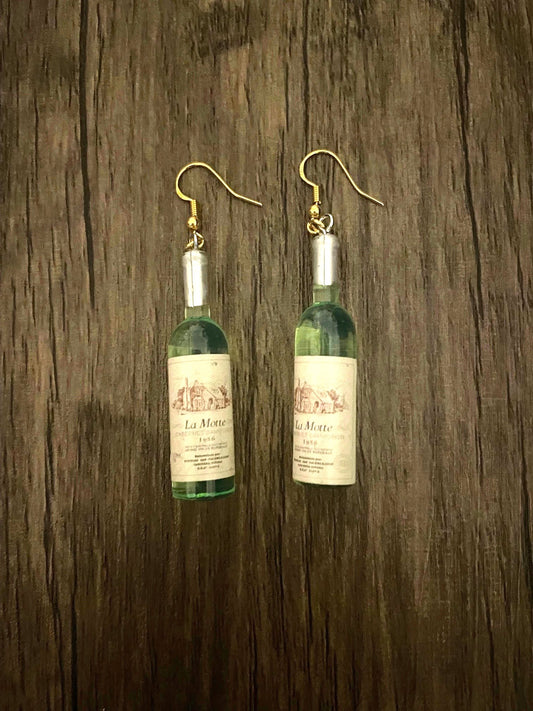 Love Wine Green Bottle Charm Earrings