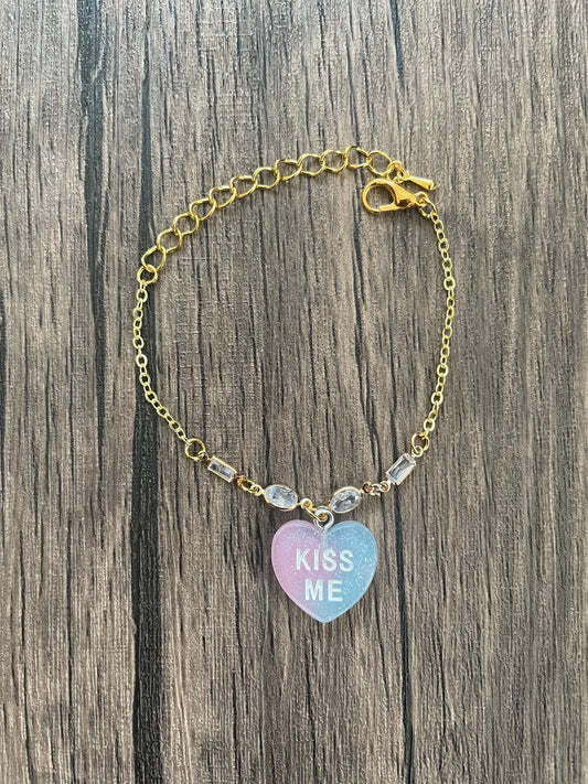 Love Candy KISS ME Sweethearts Charm Bracelet
