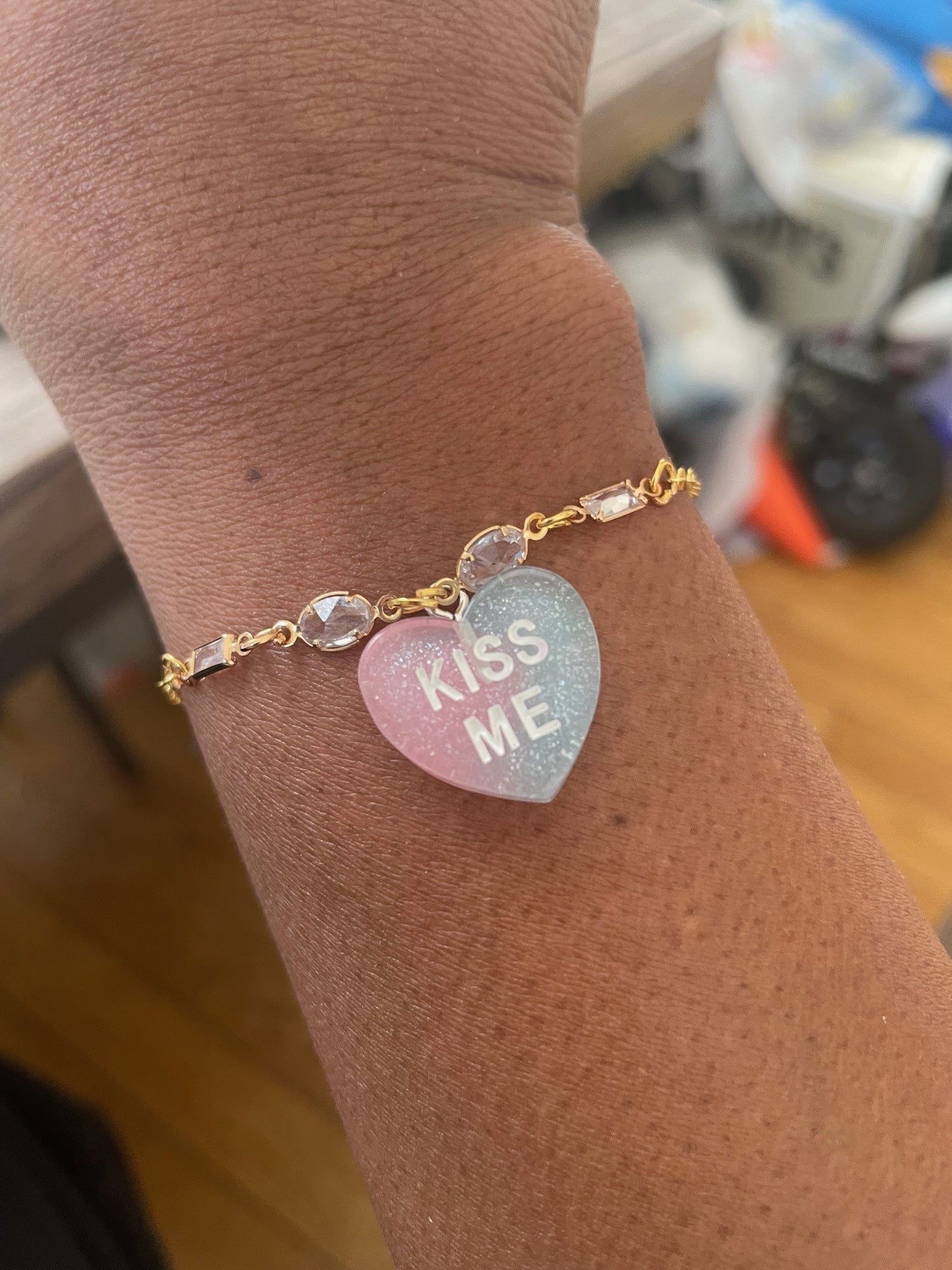 Love Candy KISS ME Sweethearts Charm Bracelet