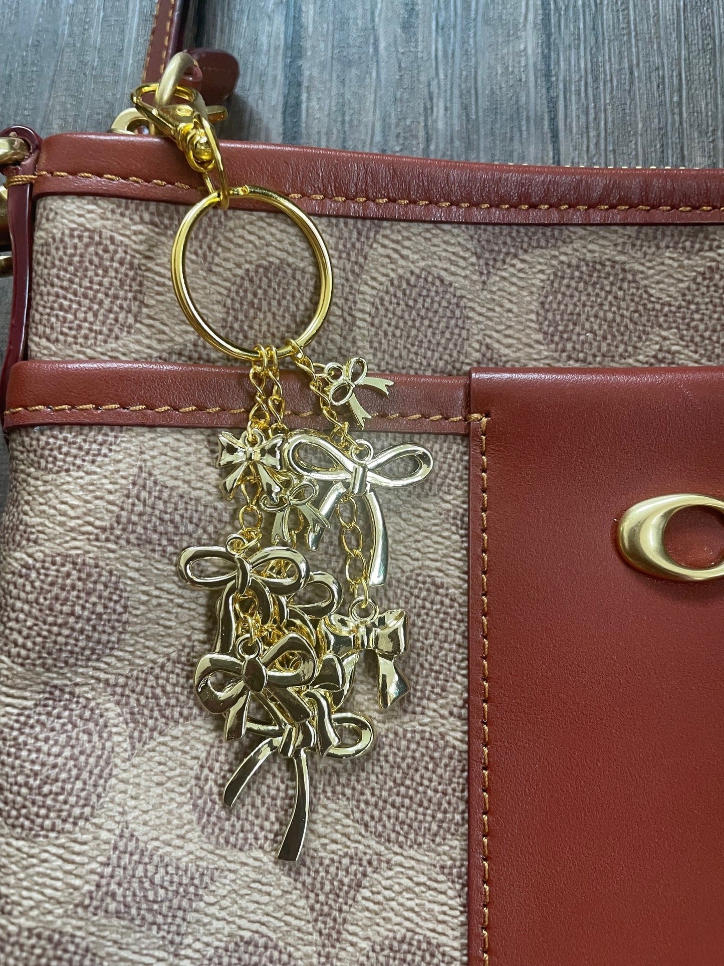 Love Bows Gold Bag Charm
