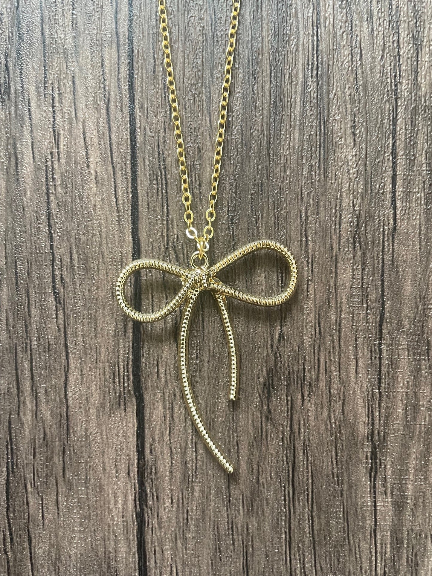 Love Bows Gold Charm Necklace