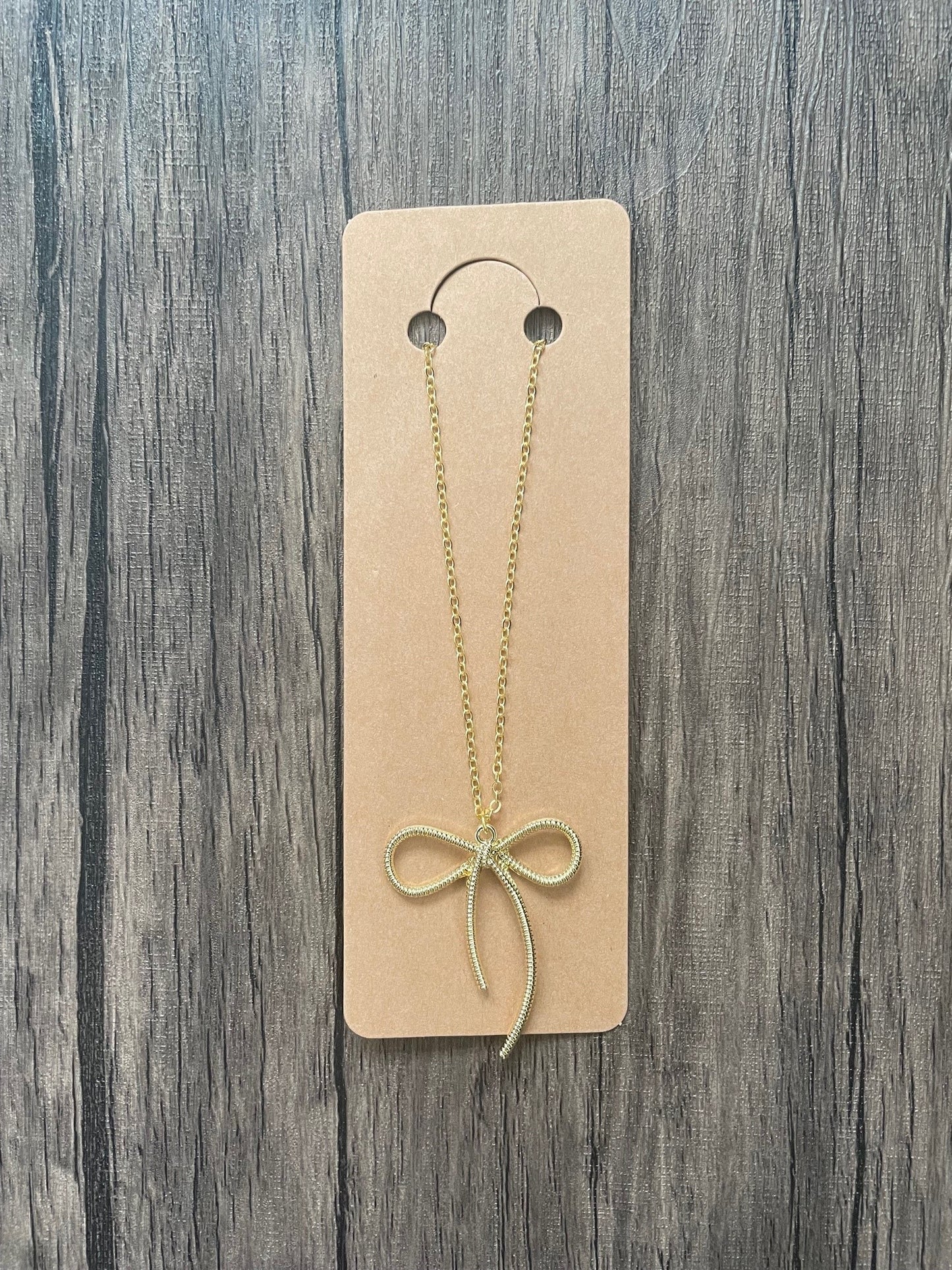 Love Bows Gold Charm Necklace
