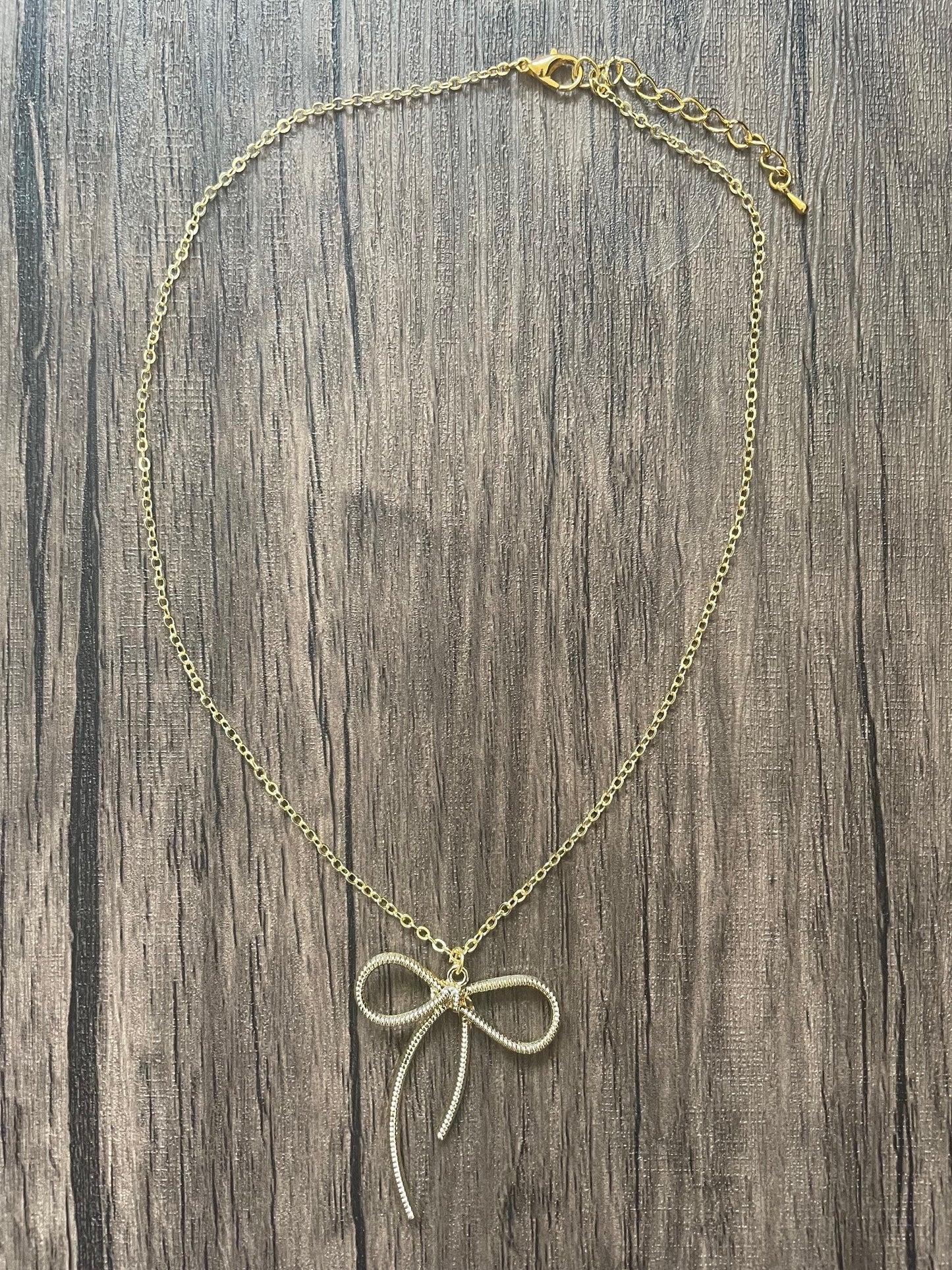 Love Bows Gold Charm Necklace