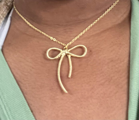 Love Bows Gold Charm Necklace