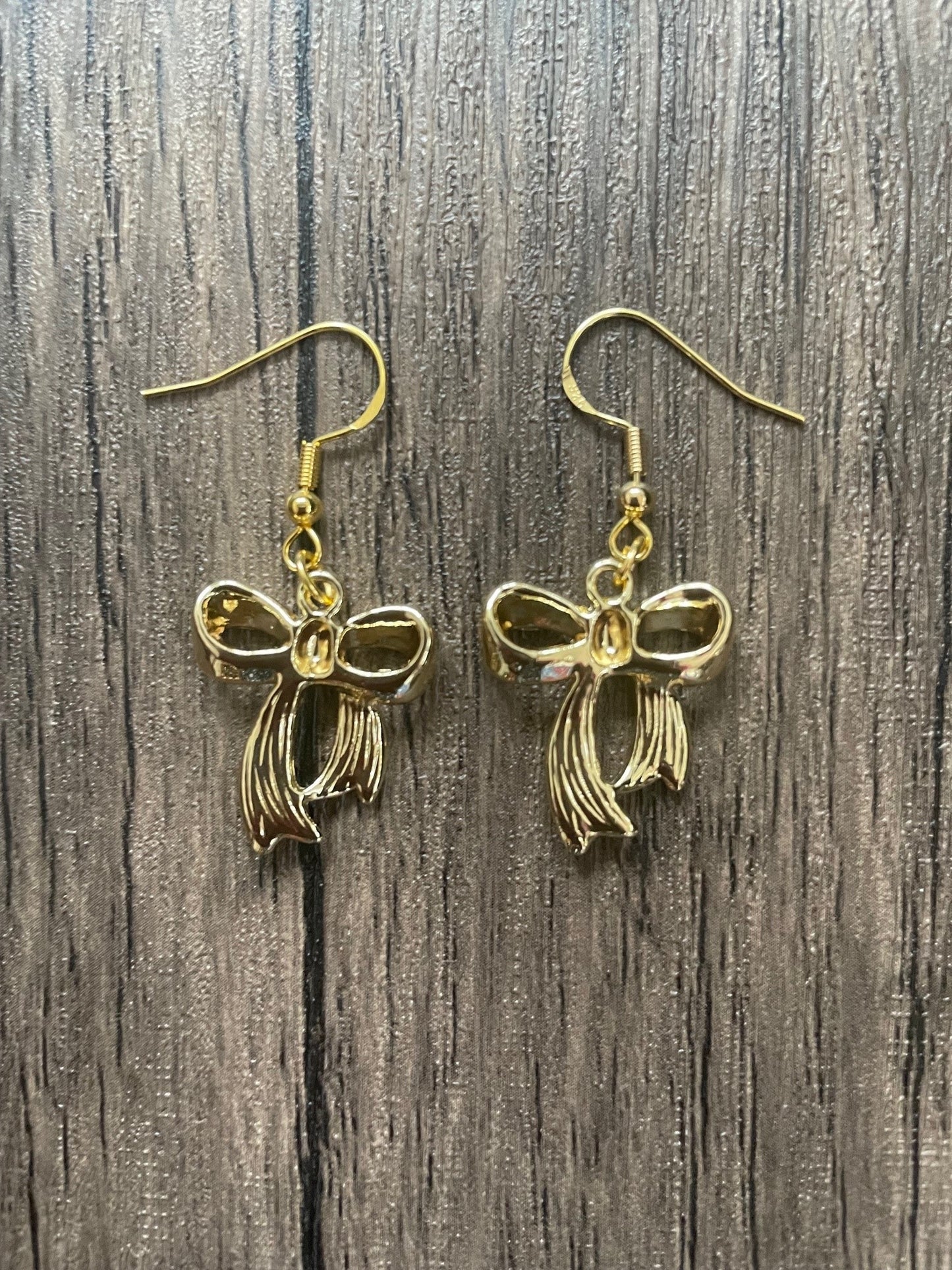 Love Bows Medium Gold Charm Earrings