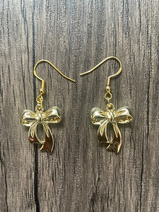 Love Bows Medium Gold Charm Earrings