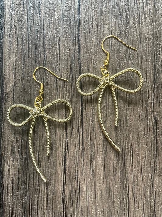 Love Bows Large Gold Charm Earrings
