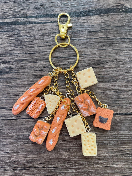 Love Bread and Cheese Gold Bag Charm