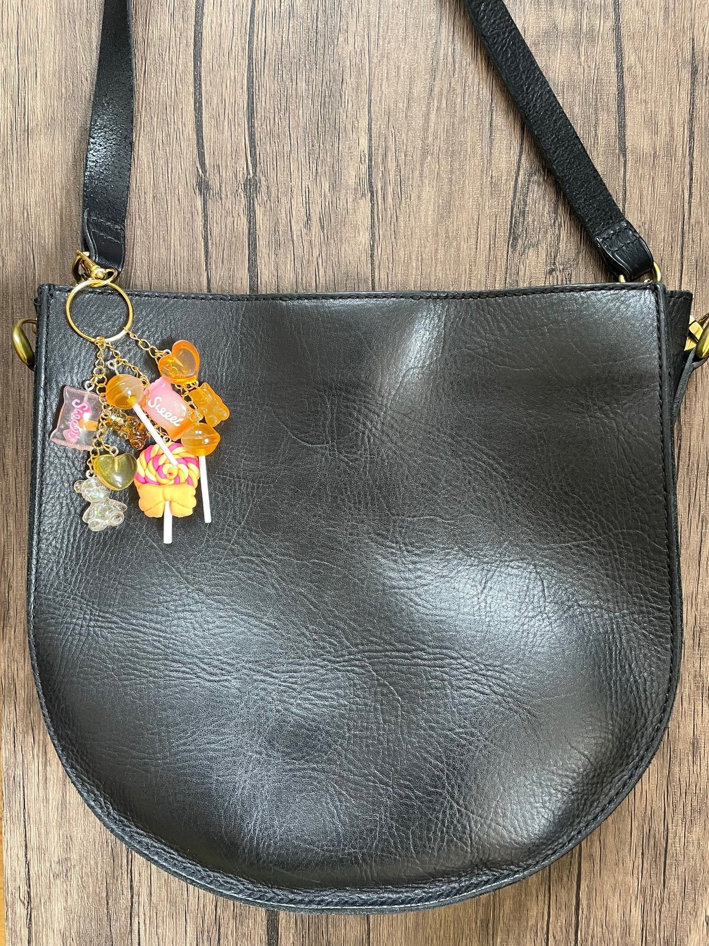 Love Candy Amber Lollipop, Hearts, and Gummy Bear Gold Bag Charm