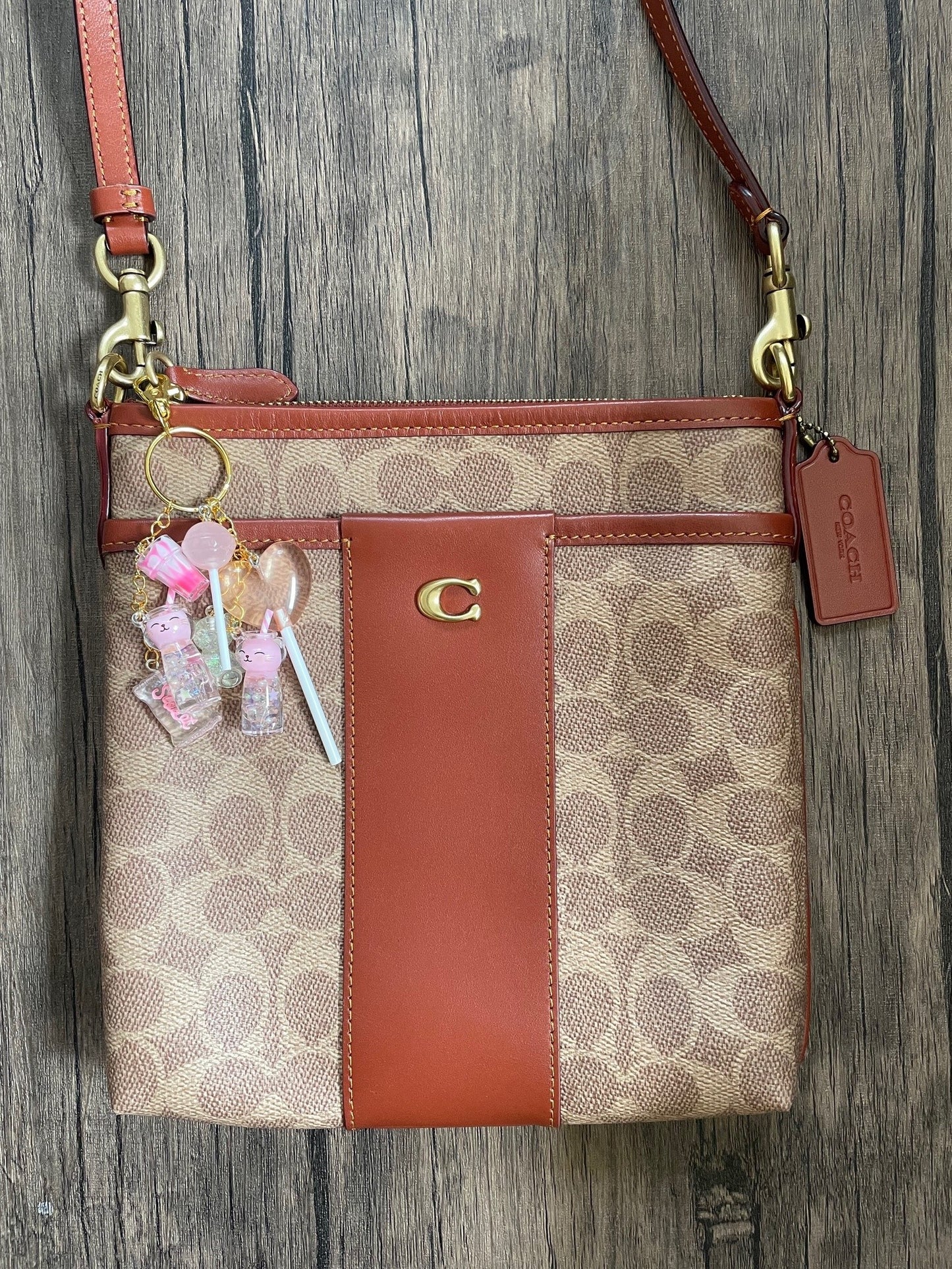 Love Candy Pink Lollipop, Milkshake, and Kitty Gold Bag Charm