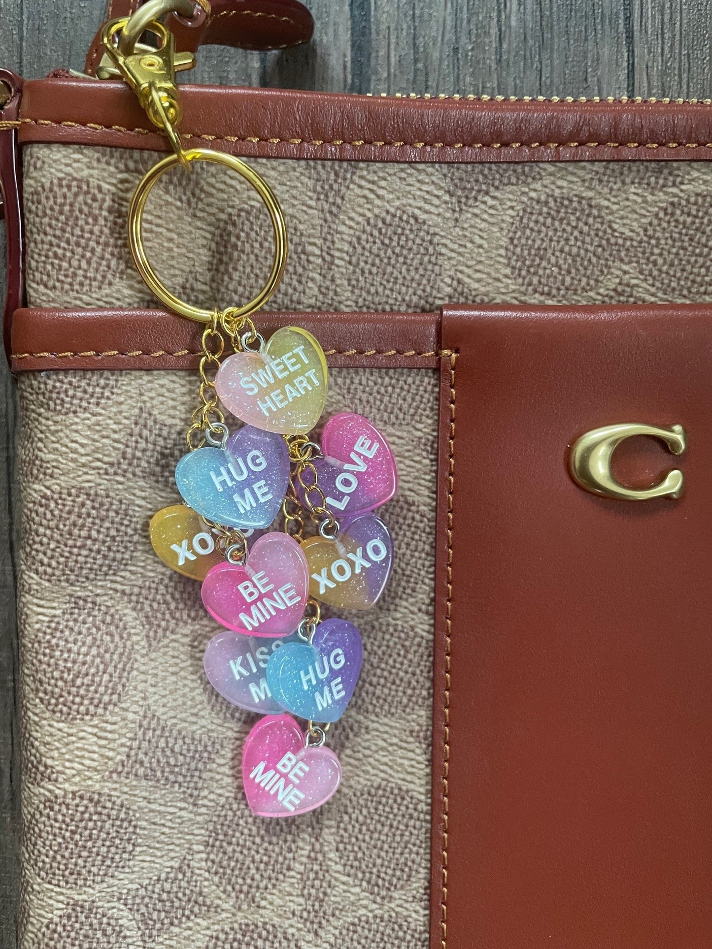 Love Candy Sweethearts Gold Bag Charm