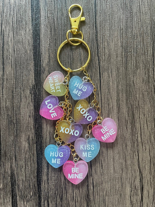 Love Candy Sweethearts Gold Bag Charm