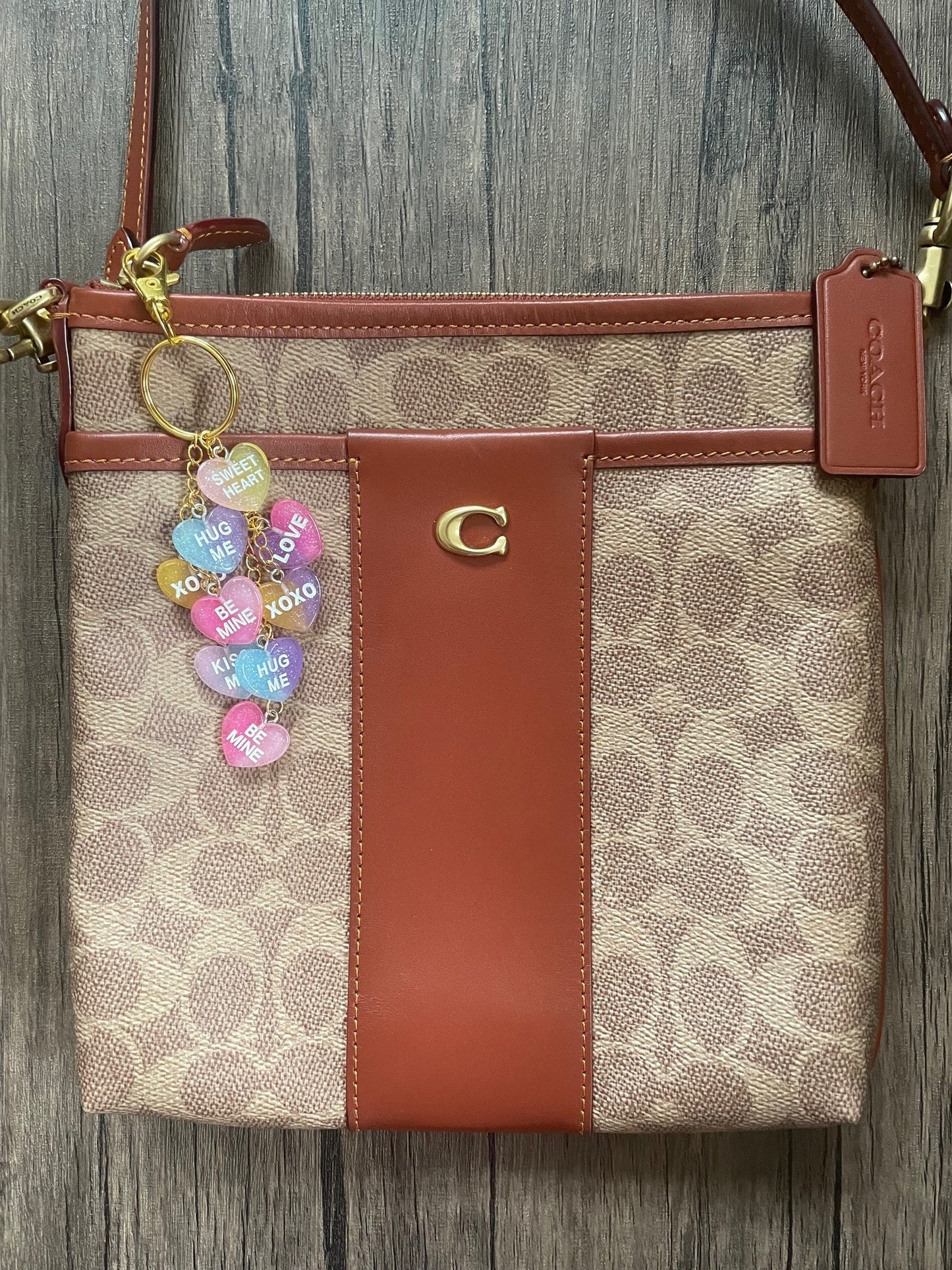 Love Candy Sweethearts Gold Bag Charm