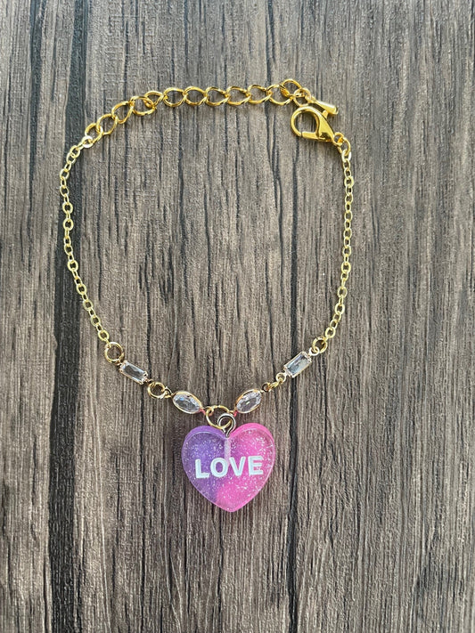 Love Candy LOVE Sweethearts Charm Bracelet