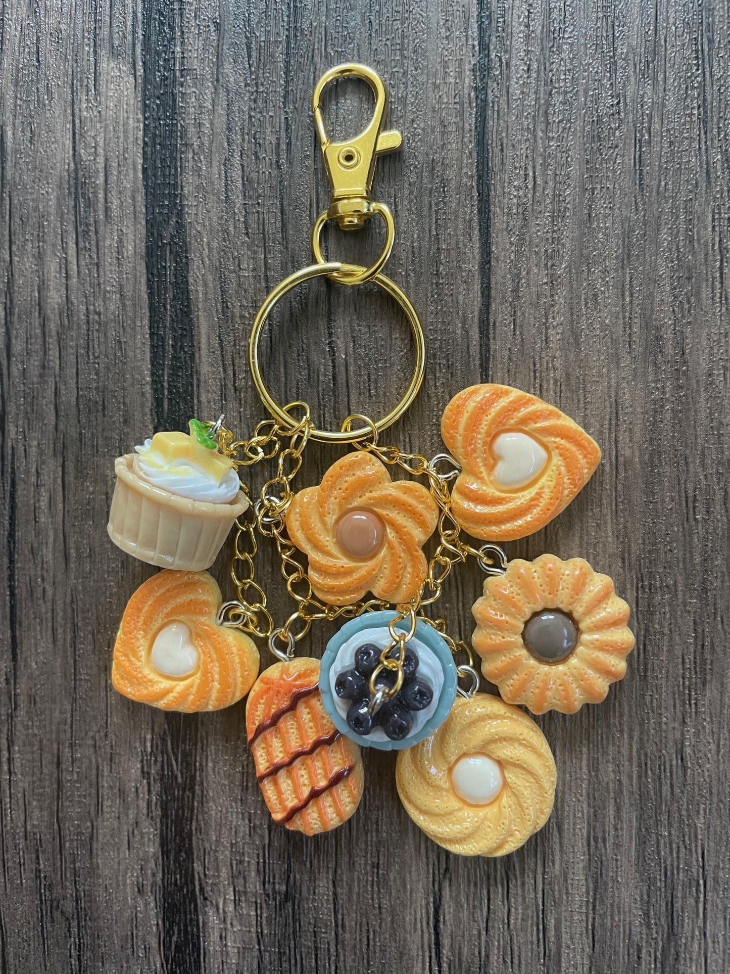 Love Desserts Cookies and Cupcakes Gold Bag Charm
