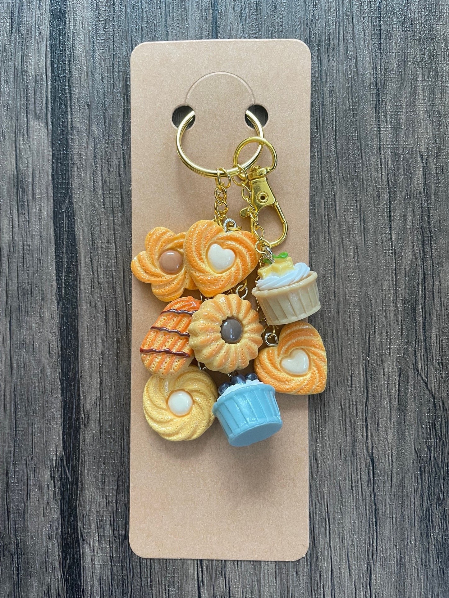 Love Desserts Cookies and Cupcakes Gold Bag Charm