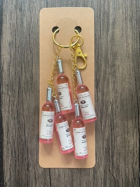 Love Wine Rose Bottles Gold Bag Charm