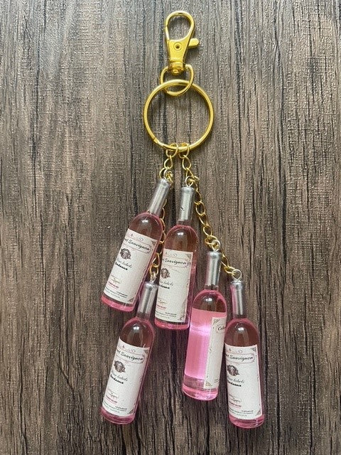 Love Wine Rose Bottles Gold Bag Charm