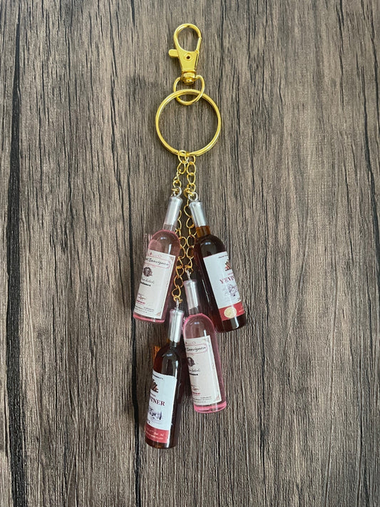 Love Wine Rose and Red Wine Bottle Bag Charm