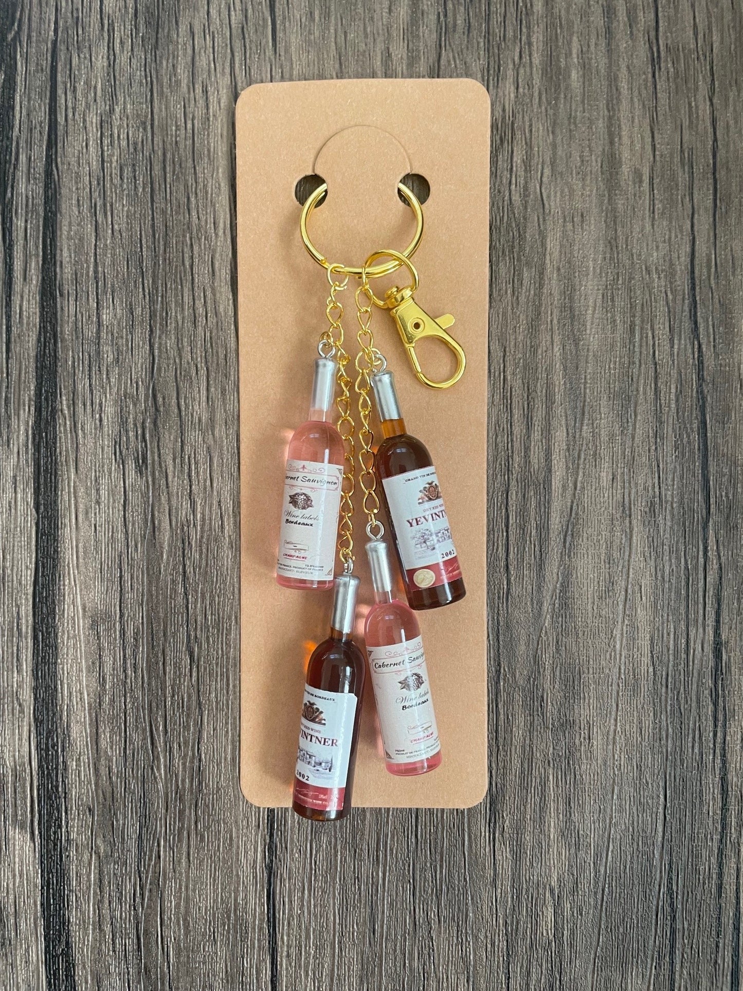 Love Wine Rose and Red Wine Bottle Bag Charm