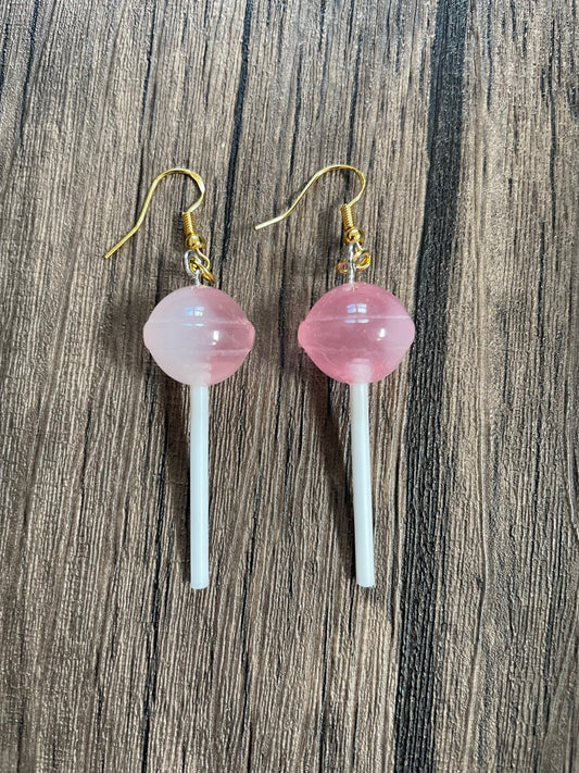 Love Candy Pink Lollipop Charm Earrings