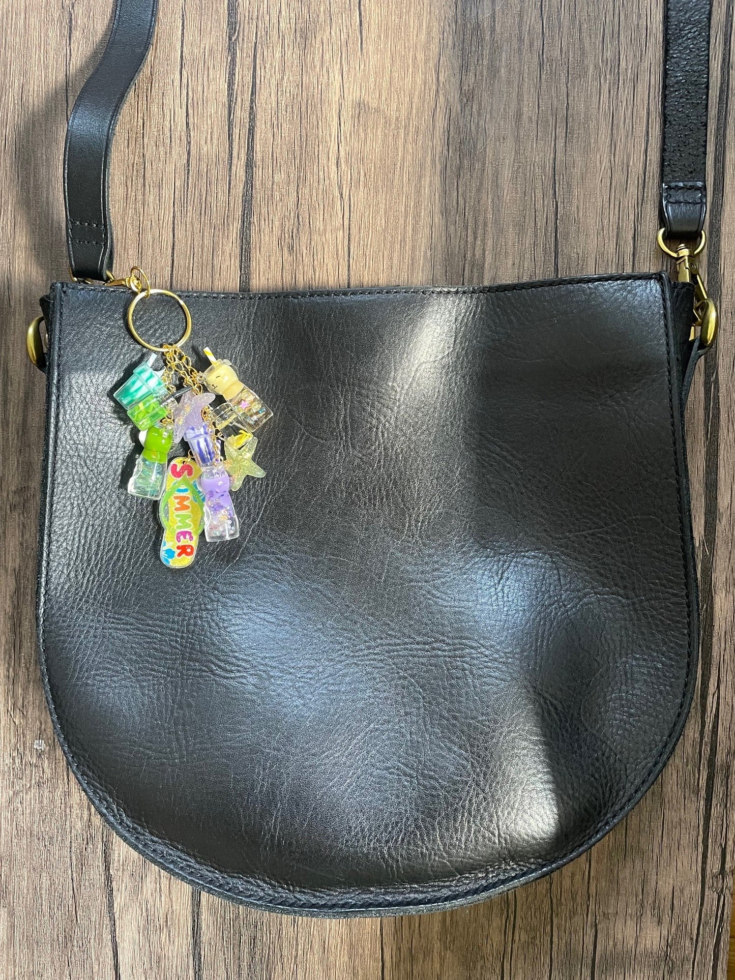 Love The Summer Yellow and Green Milkshake and Kitty Gold Bag Charm