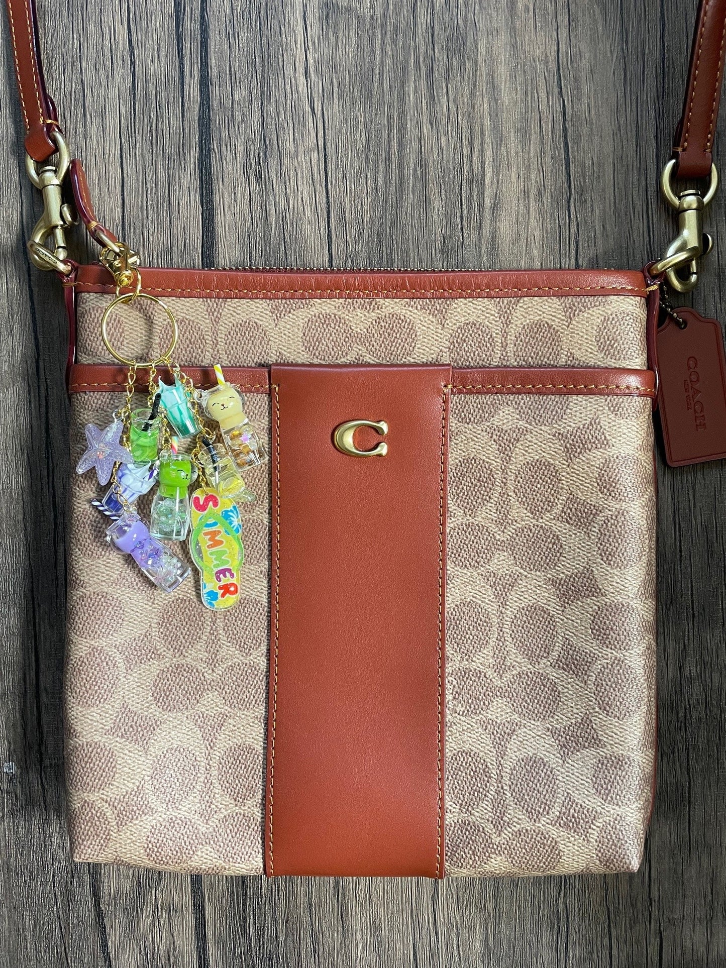 Love The Summer Yellow and Green Milkshake and Kitty Gold Bag Charm